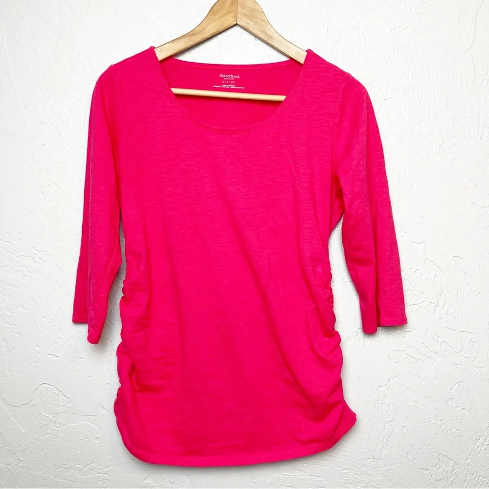 3/4-Sleeve Maternity Shirt Pink small motherhood maternity